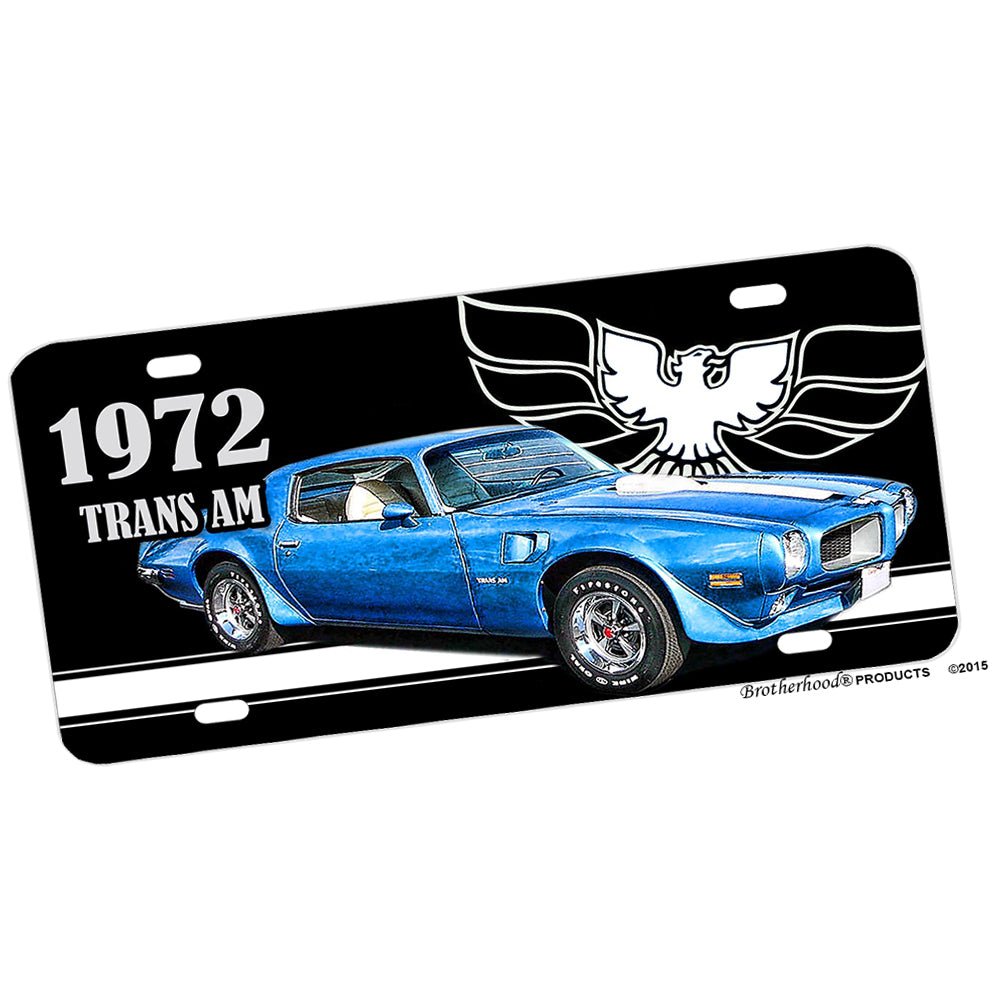 License Plate - 1972 Pontiac Firebird Trans Am Blue White Muscle Car