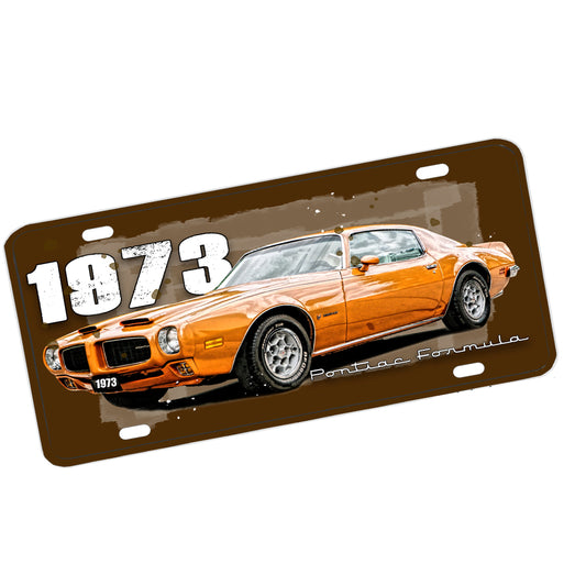 License Plate - 1973 Pontiac Firebird Formula Orange Muscle Car