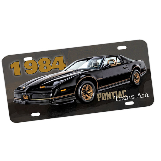 License Plate - 1984 Pontiac Firebird Trans Am Black Muscle Car