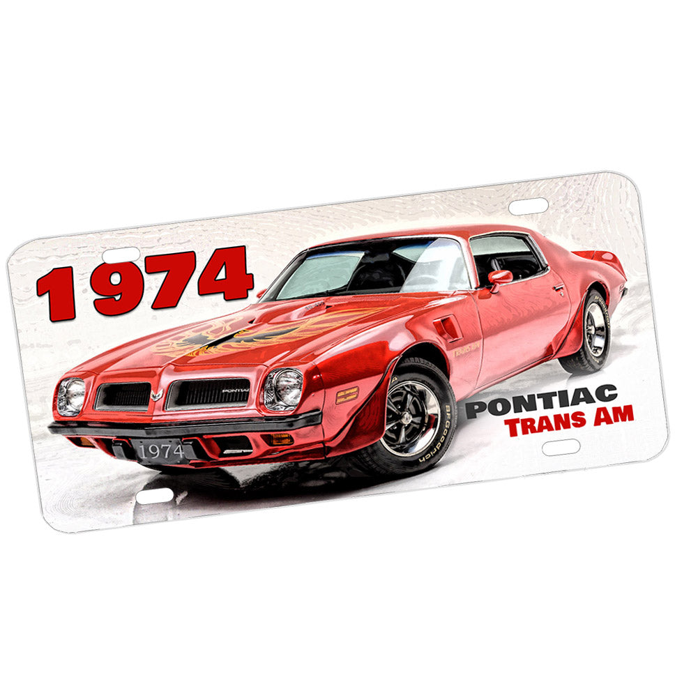 License Plate - 1974 Pontiac Firebird Trans Am Red Muscle Car