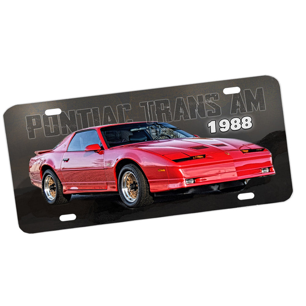 License Plate - 1988 Pontiac Firebird Trans Am Red Muscle Car