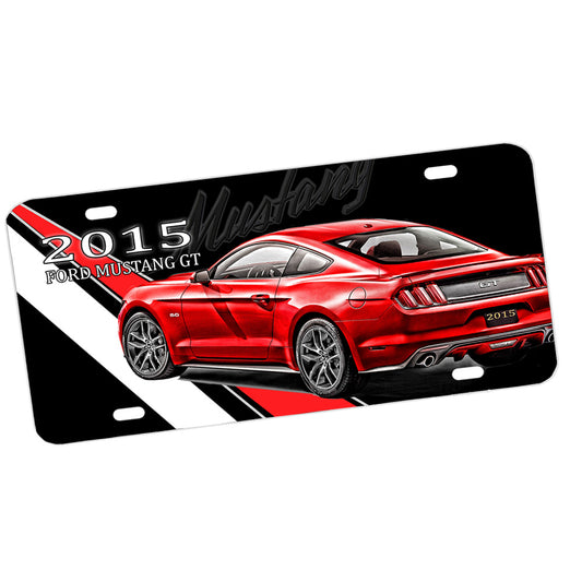 License Plate - 2015 Red Ford mustang GT Classic Car