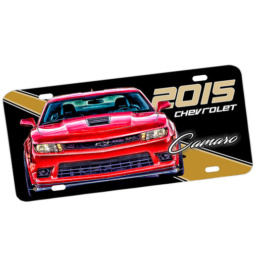 License Plate - 2015 Chevrolet Camaro Red front End Classic Car