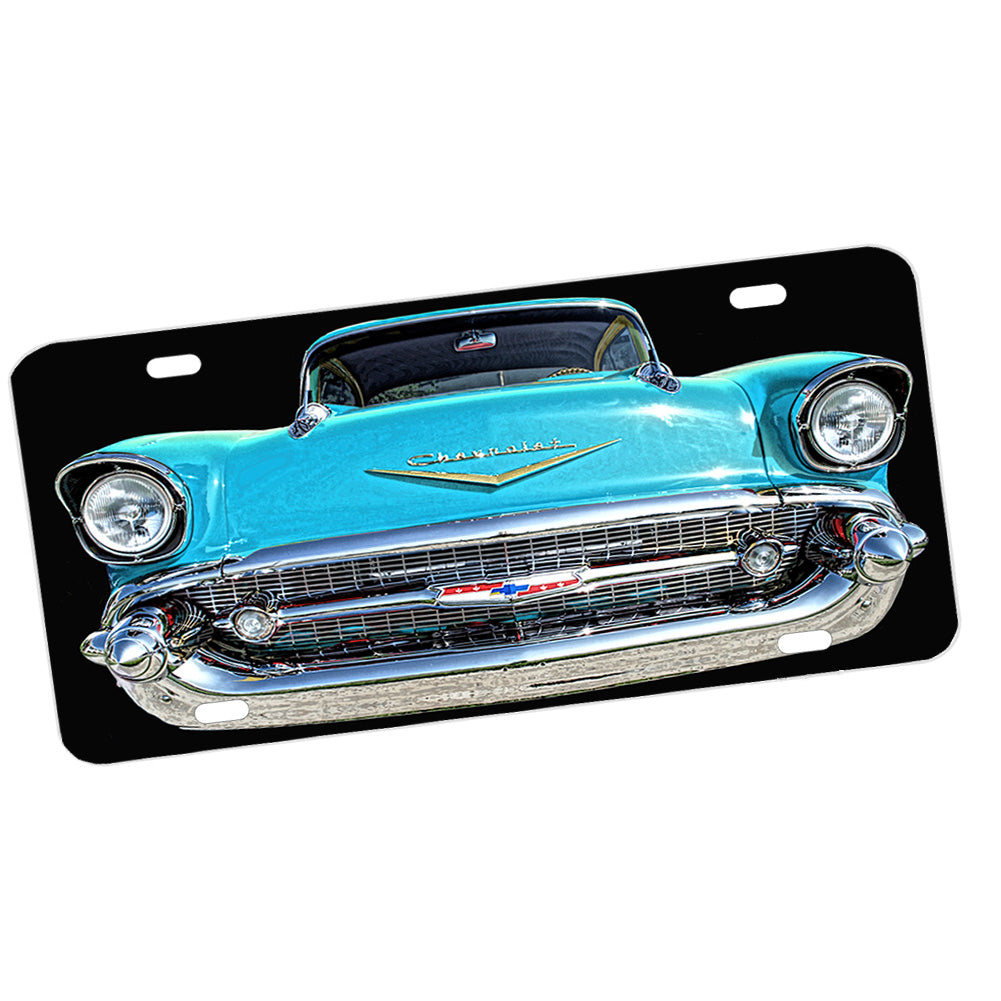 License Plate - 1957 Chevrolet Bel Air Front End Classic Car