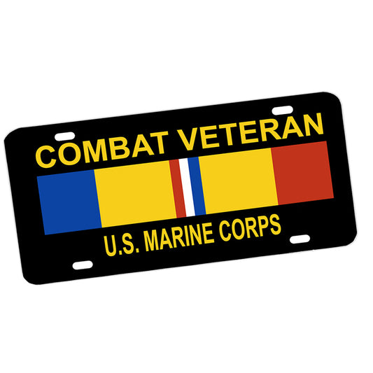 License Plate - US Marines Combat Veteran Ribbon