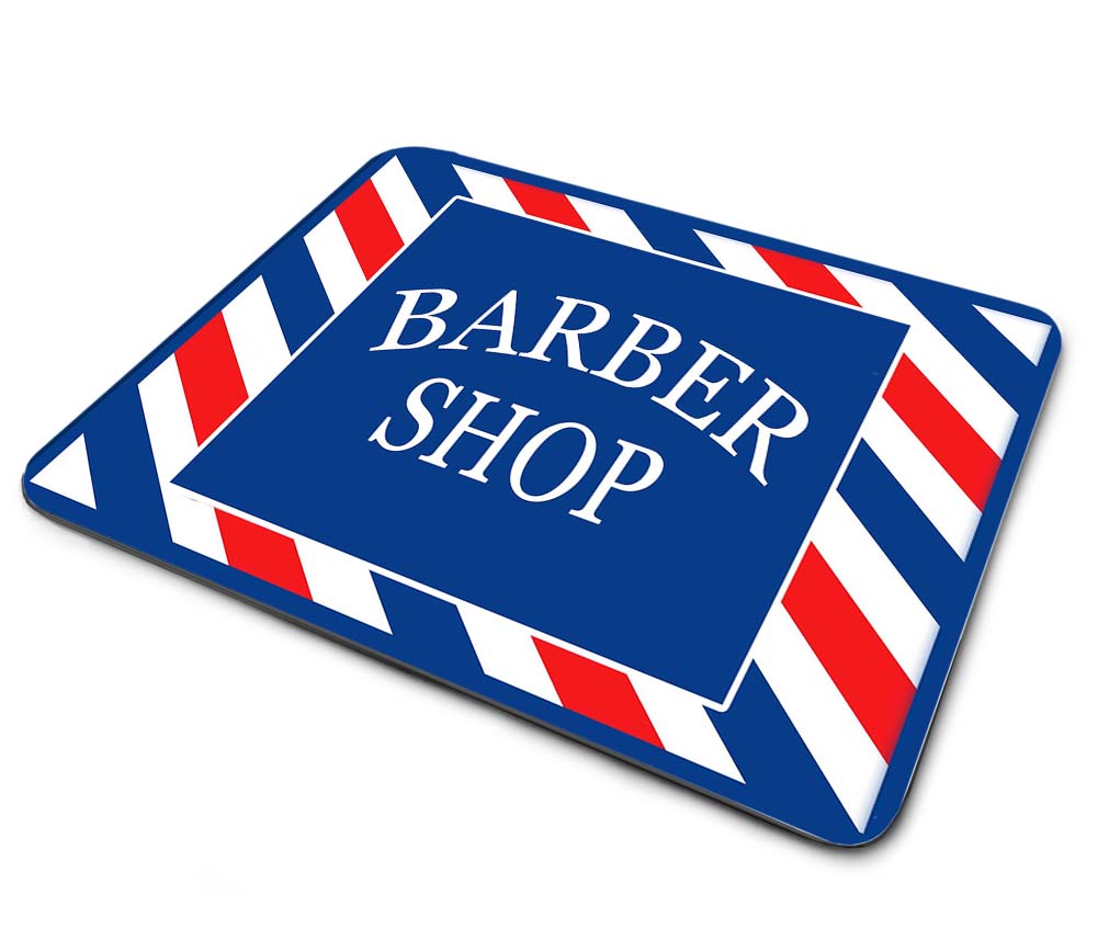 Mouse Pad - Barber Shop Red White & Blue Design