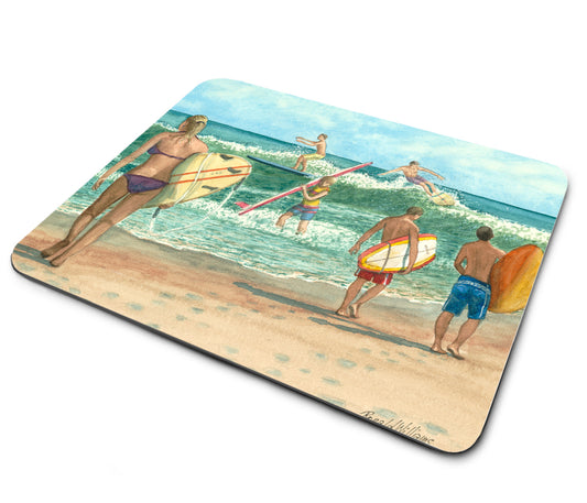 Mouse Pad - Ronald Williams Girls and Boys on the Beach Surfing