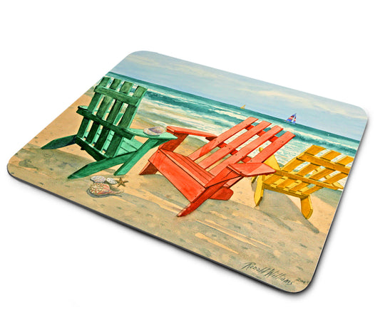 Mouse Pad - Ronald Williams Colorful Beach Chairs in the Sand on the Beach