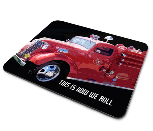 Mouse Pad - Firefighters Old Fire Truck