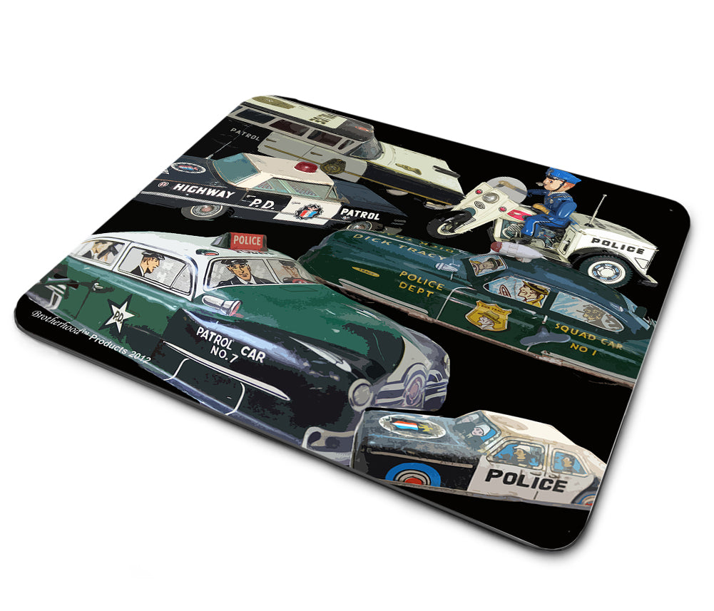 Mouse Pad - Police Sheriff Vintage Tin Toys Design