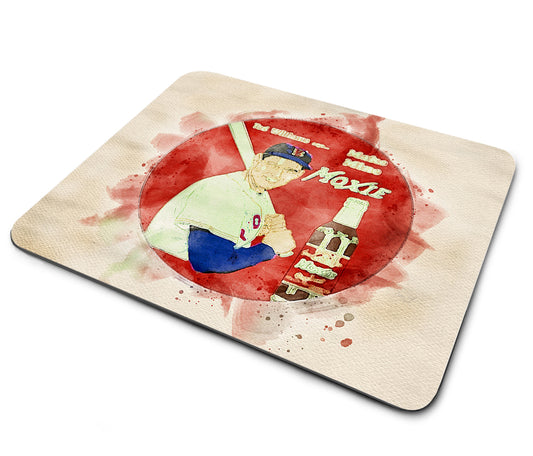 Mouse Pad - Ted Williams and Moxie Soda Watercolor Design