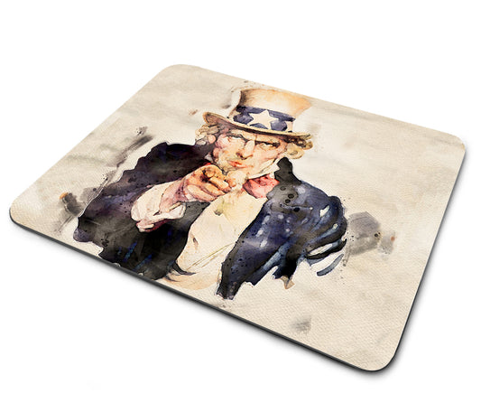 Mouse Pad - Patriotic Uncle Sam Watercolor Design