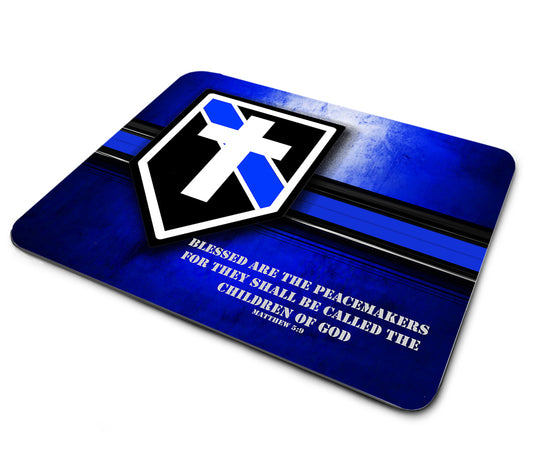 Mouse Pad - Thin Blue Line Chaplain Blessed Are The Peacemakers