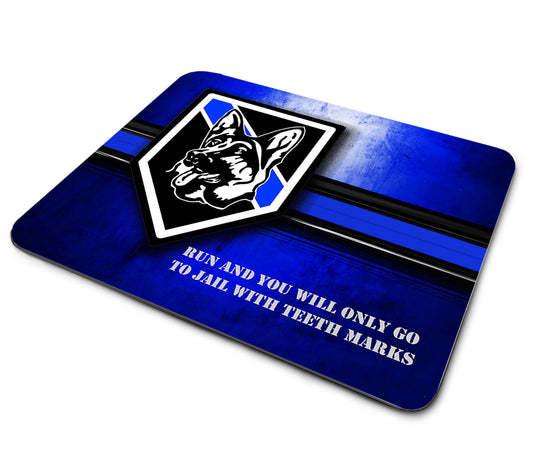 Mouse Pad - Thin Blue Line Police K9 Go To Jail with Teeth Marks