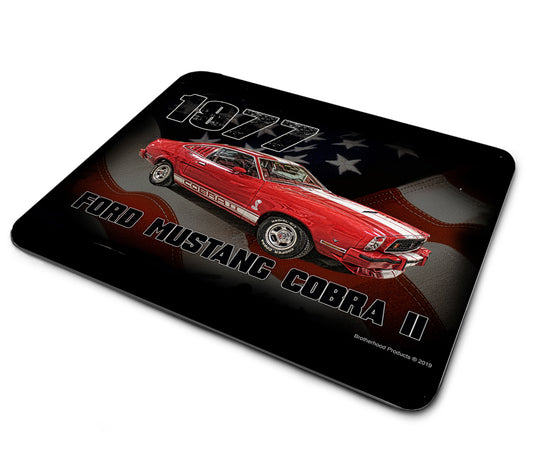 Mouse Pad - 1977 Ford mustang Red White Cobra Classic Car