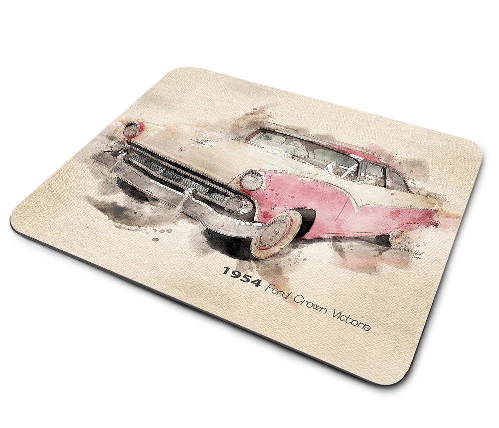 Mouse Pad - 1954 Ford Pink White Crown Victoria Classic Car