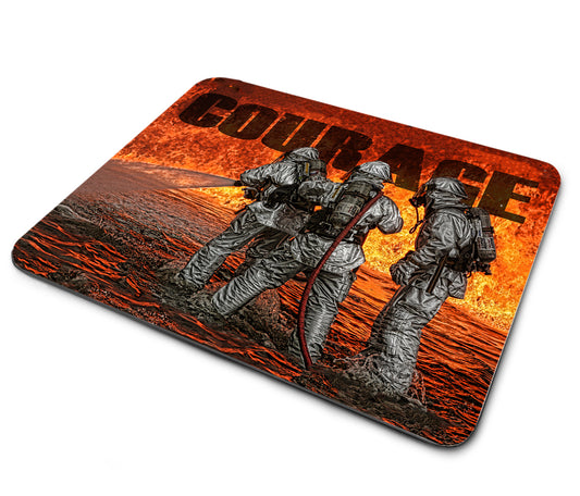 Mouse Pad - Courage Firefighters Fighting Fire