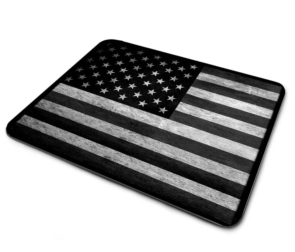 Mouse Pad - American Flag Distressed Black and White Design