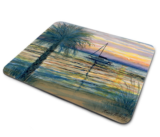 Mouse Pad - Ronald Williams Palm Tree Sailboat Sunrise