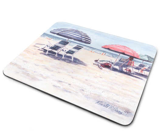 Mouse Pad - Ronald Williams Beach Chairs and Beach Umbrellas On Beach