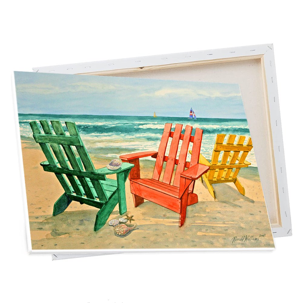 Wall Art - Ronald Williams Adirondack Chairs On The Beach