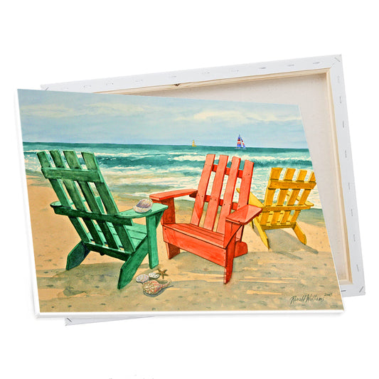 Wall Art - Ronald Williams Adirondack Chairs On The Beach