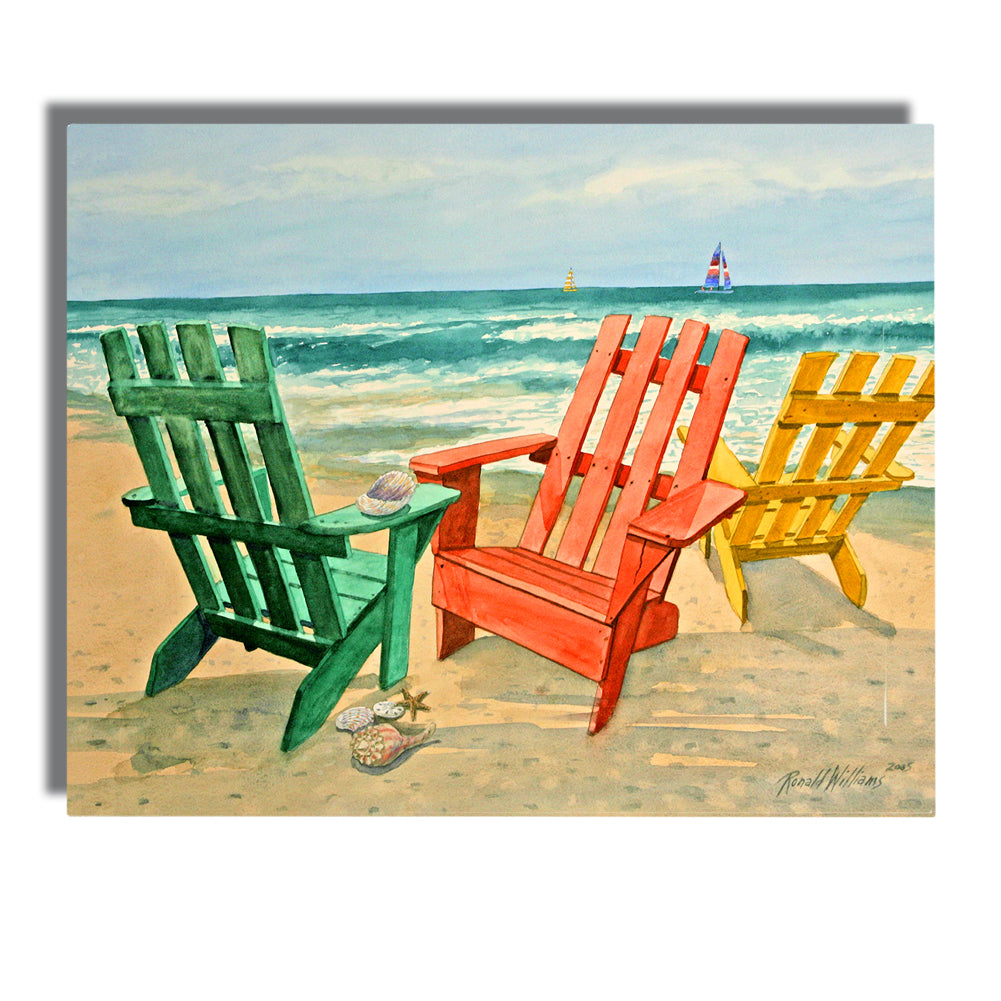 Wall Art - Ronald Williams Adirondack Chairs On The Beach