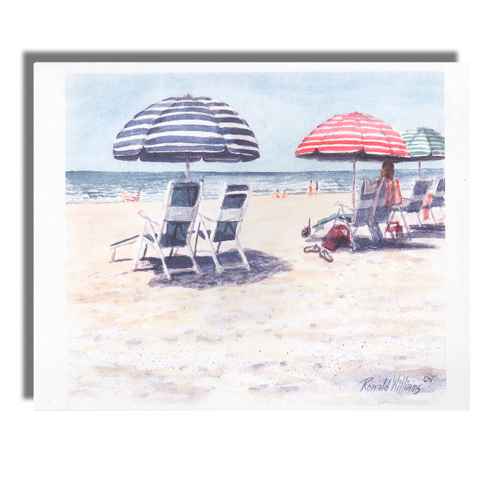 Wall Art - Ronald Williams Beach Chair and Umbrellas On The Beach