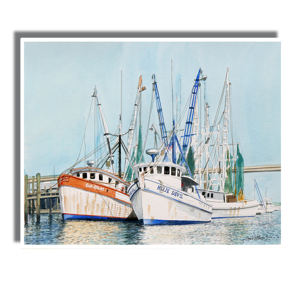 Wall Art - Ronald Williams Beach Three Shrimp Boats