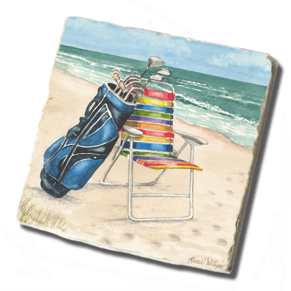 Tile Coaster - Ronald Williams Beach Chair and Golf Bag