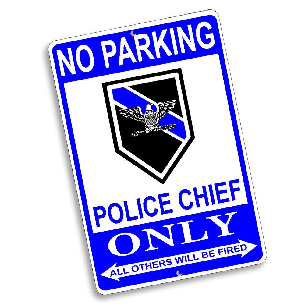 Parking Sign 8x12 - No Parking Thin Blue Line Law Enforcement Ranks