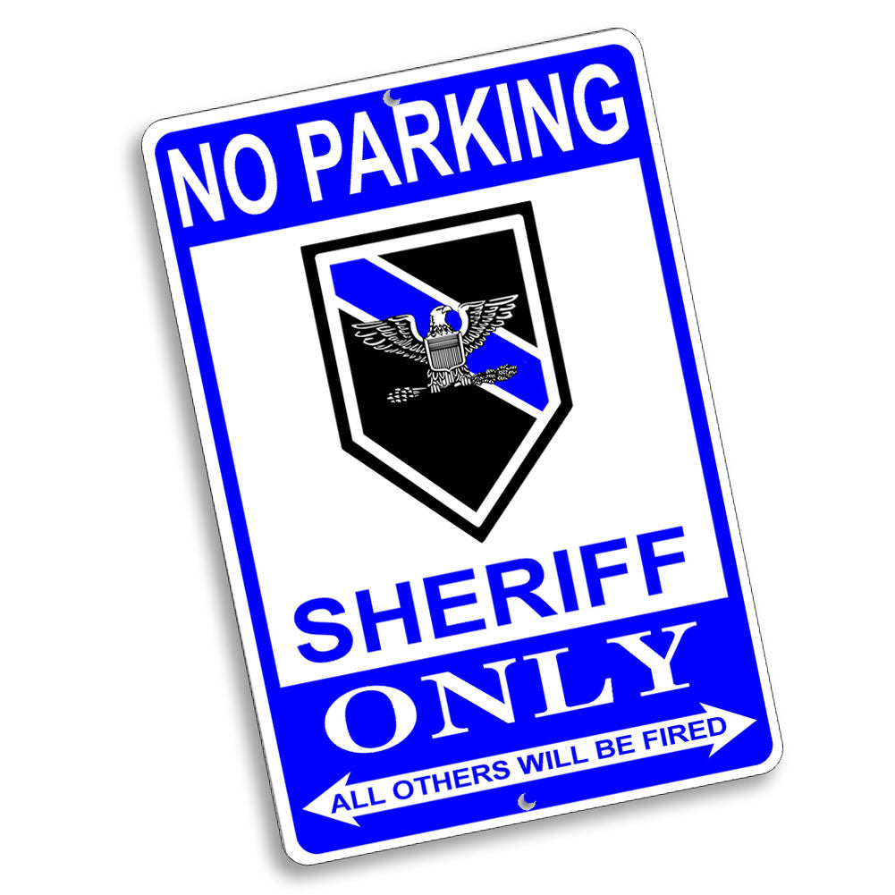 Parking Sign 8x12 - No Parking Thin Blue Line Law Enforcement Ranks