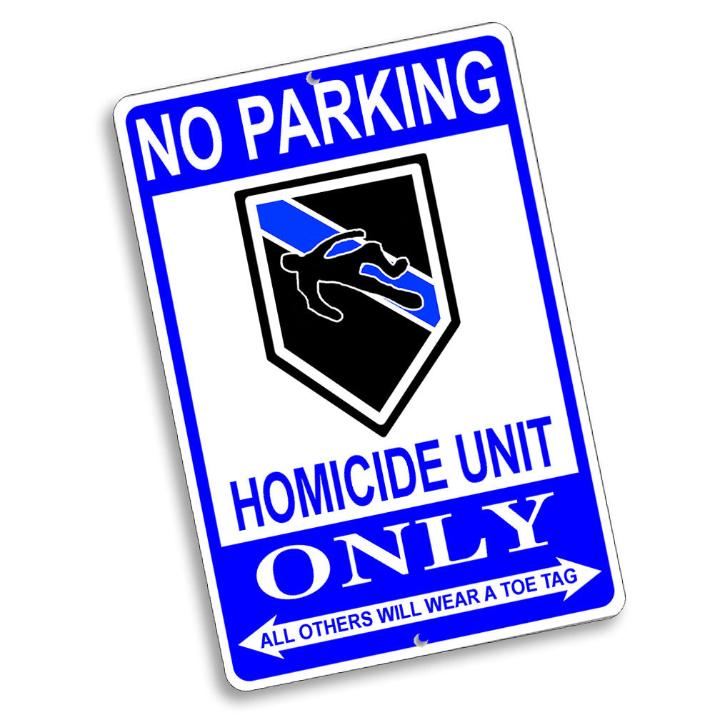 Parking Sign 8x12 - No Parking Thin Blue Line Law Enforcement Ranks