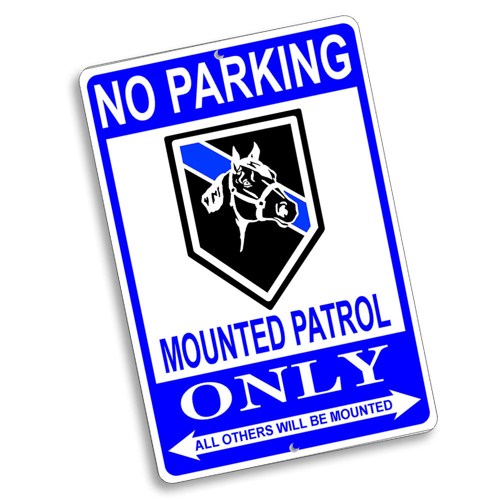 Parking Sign 8x12 - No Parking Thin Blue Line Law Enforcement Ranks