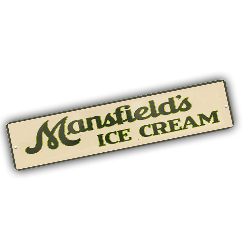 Street Sign 4x18 - Vintage Design Manfield's ice Cream