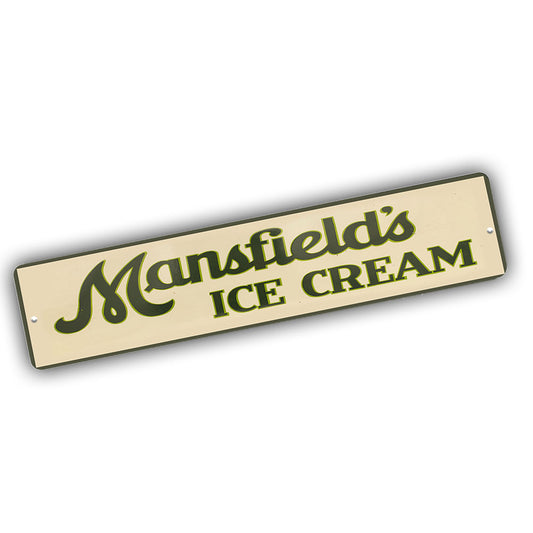 Street Sign 4x18 - Vintage Design Manfield's ice Cream