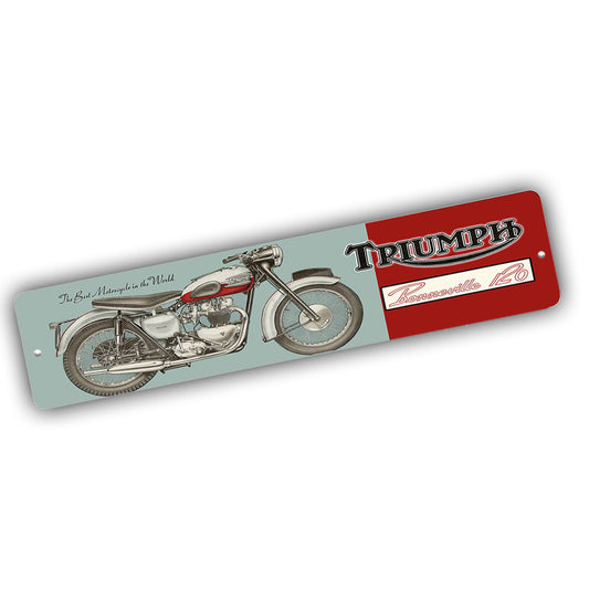 Street Sign 4x18 - Vintage Triumph Bonneville 120 Motorcycle