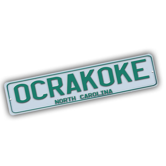 Street Sign 4x18 - The Outer Banks Green White Ocrakoke NC
