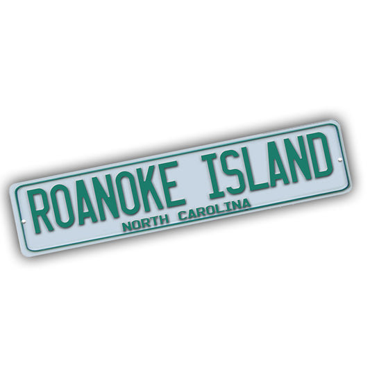 Street Sign 4x18 - The Outer Banks Green White Roanoke Island NC