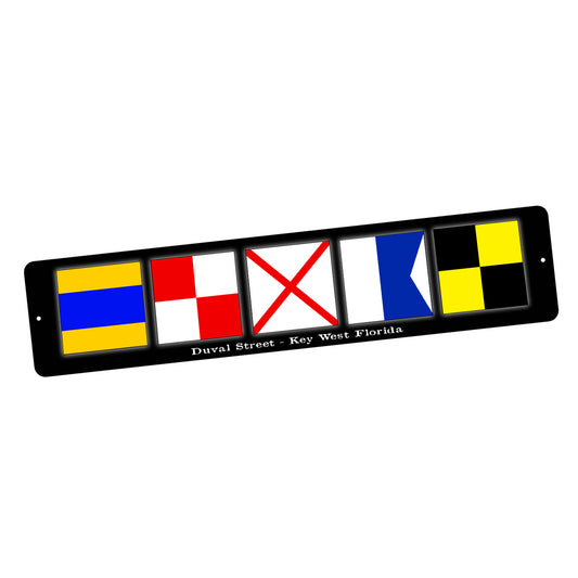 Street Sign 4x18 - Key West Florida Duval St Nautical Flags