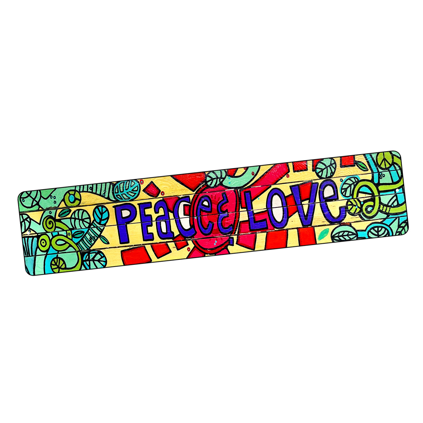 Street Sign 4x18 - Green Parrot Peace and Love Bench Design