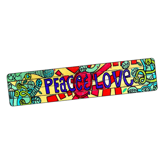 Street Sign 4x18 - Green Parrot Peace and Love Bench Design