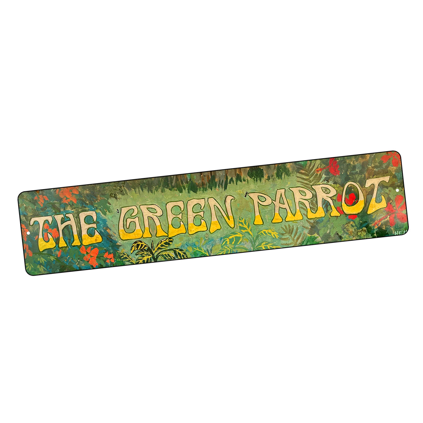 Street Sign 4x18 - Green Parrot Flower Sign