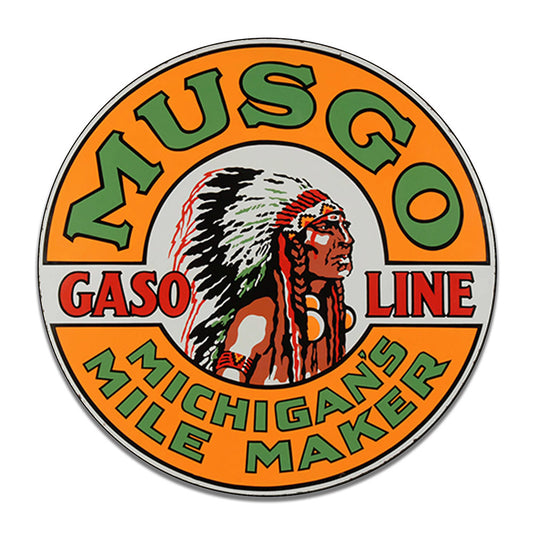 Round Signs - Gas and Oil Musgo Gasoline Mile Maker