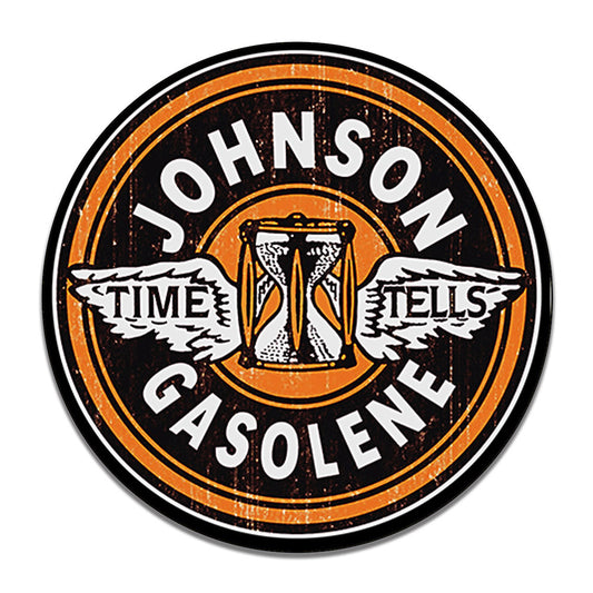 Round Signs - Gas and Oil Johnson Time Tells Gasoline