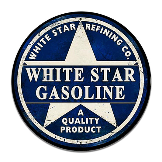 Round Signs - Gas and Oil White Star Gasoline