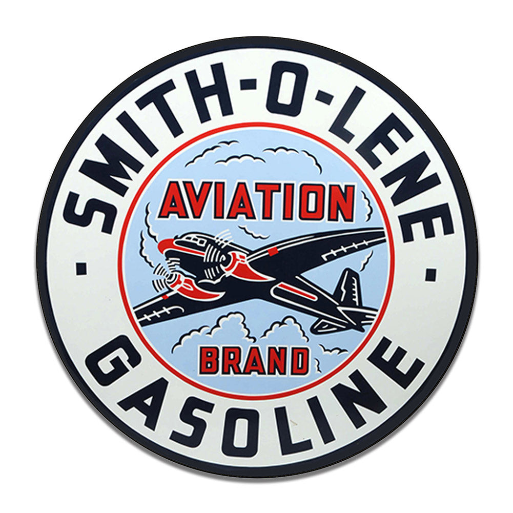 Round Signs - Gas and Oil Smith-O-Lene Aviation Gasoline