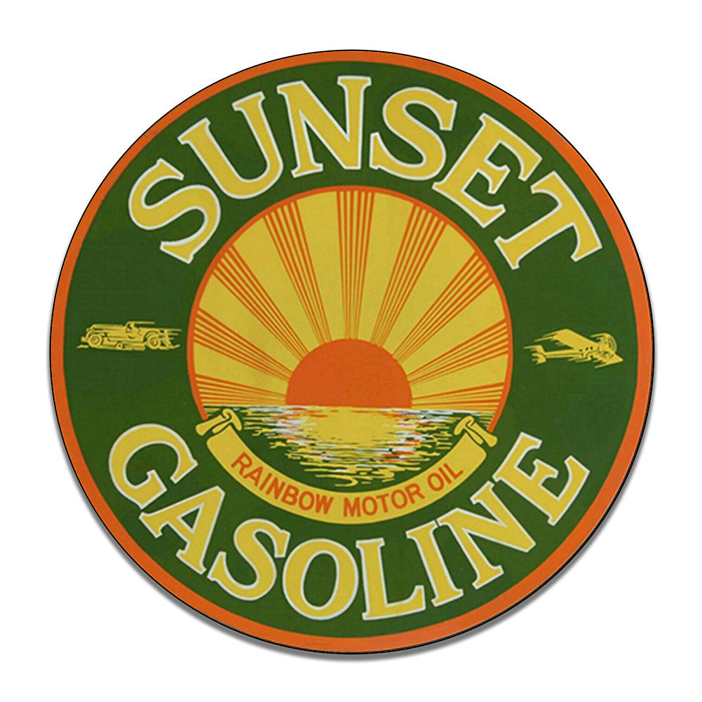 Round Signs - Gas and Oil Sunset Gasoline Rainbow Motor Oil