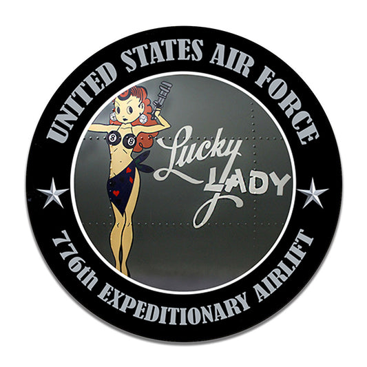 Round Signs - US Air Force Nose Art 776th Expeditionary Airlift Luck Lady