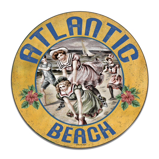 Round Signs - Atlantic Beach North Carolina Vintage Design